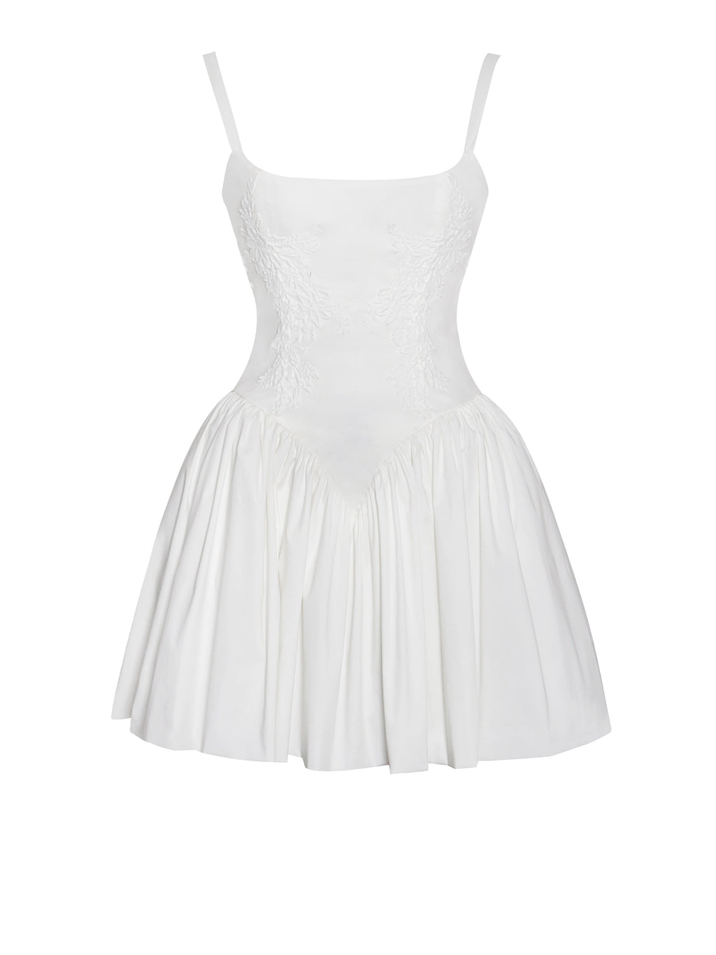 Kadi White Cotton Drop Graceful Waist Corset Mini Dress Dresses