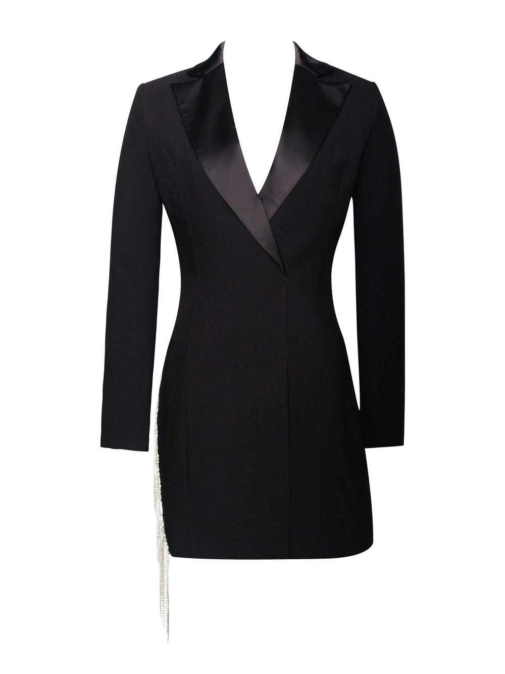Freya Black Crystal Charming Fringe Blazer Dress Dresses