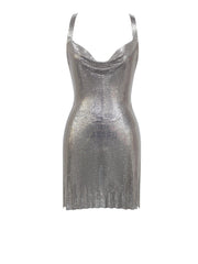 Serenity Silver Stylish Copper Mesh Dress Dresses