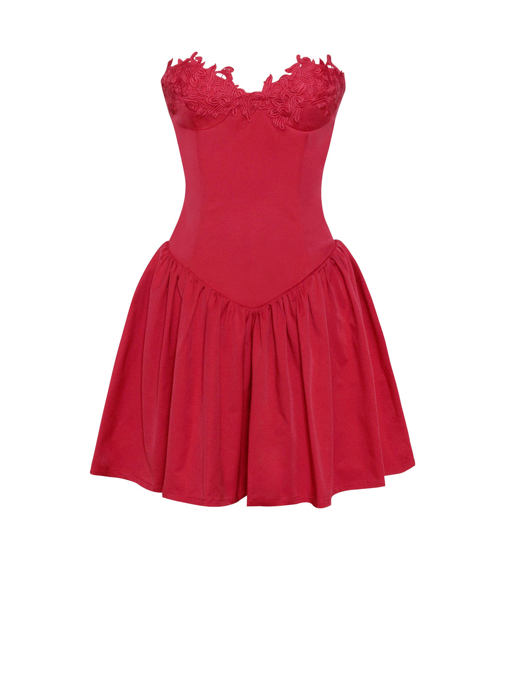 Sacha Red Lace Drop Graceful Waist Corset Puffy Mini Dress Dresses