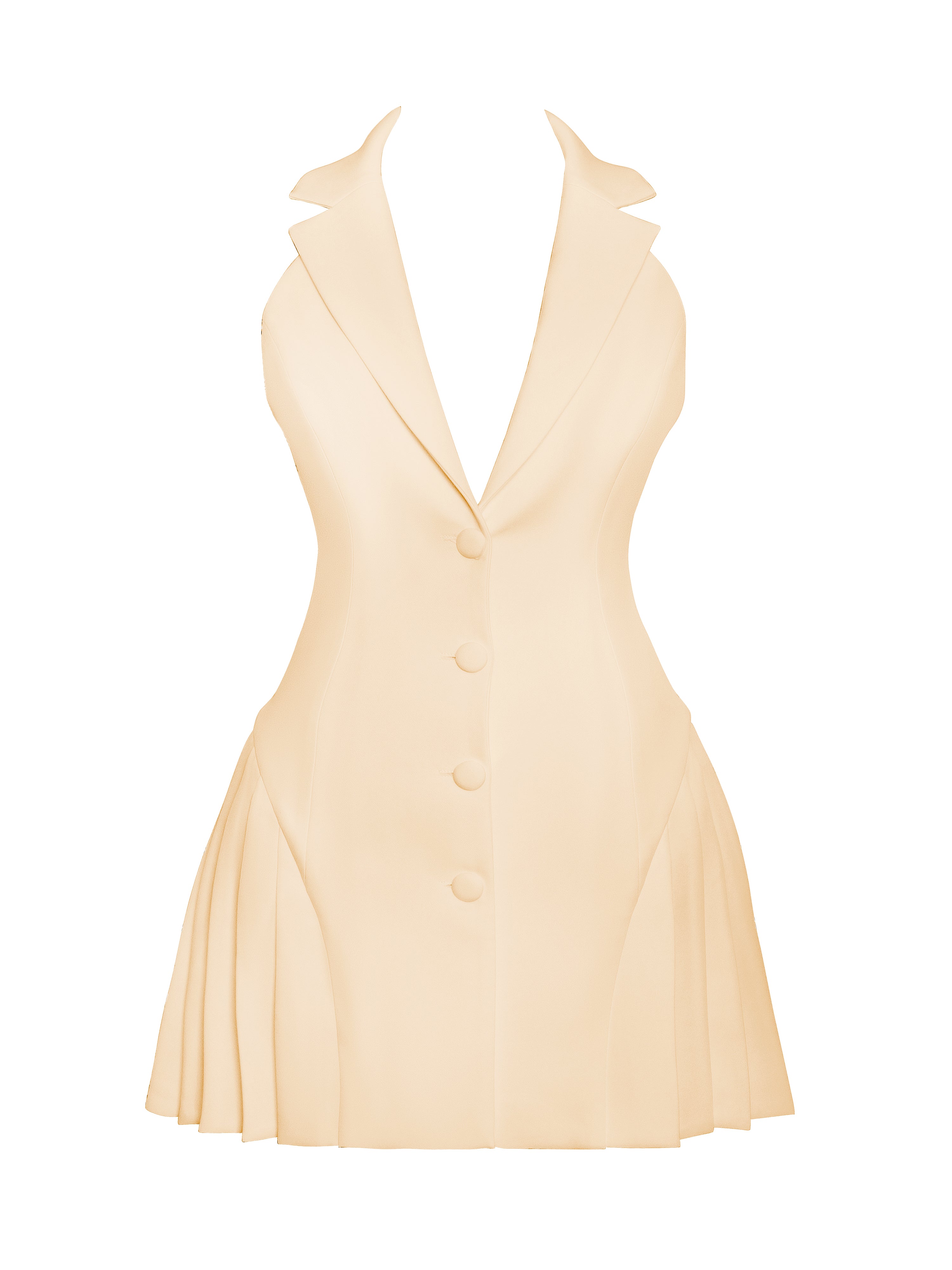 Reyna Beige Backless Charming Pleated Mini Blazer Dress Dresses