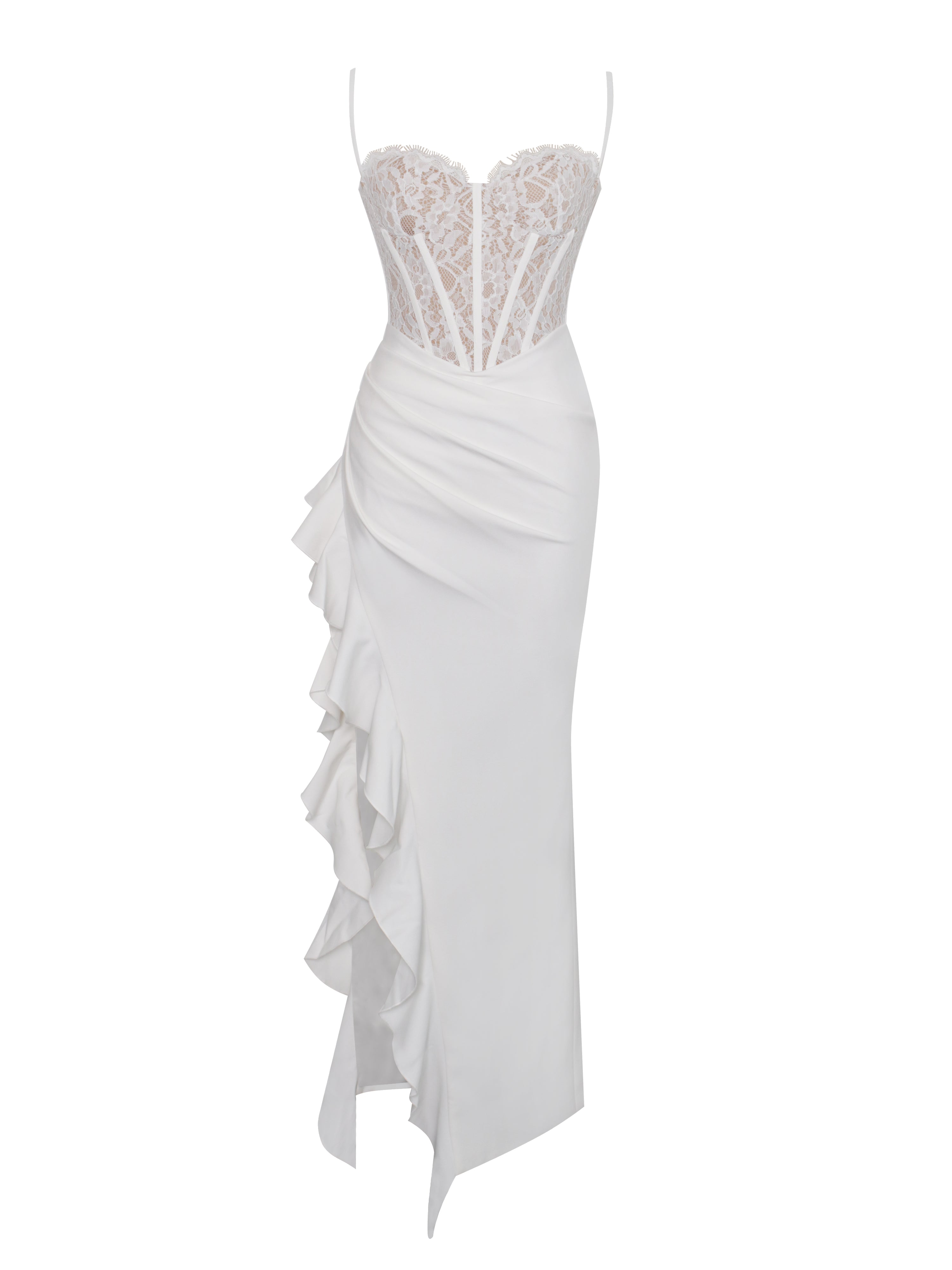 Junia White Lace Charming Corset Maxi Dress Dresses