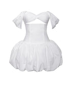Umika White Bubble Charming Hem Mini Dress Dresses