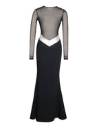 Aggie Black Sheer Maxi Graceful Dress With Crystal Waist Trim Dresses
