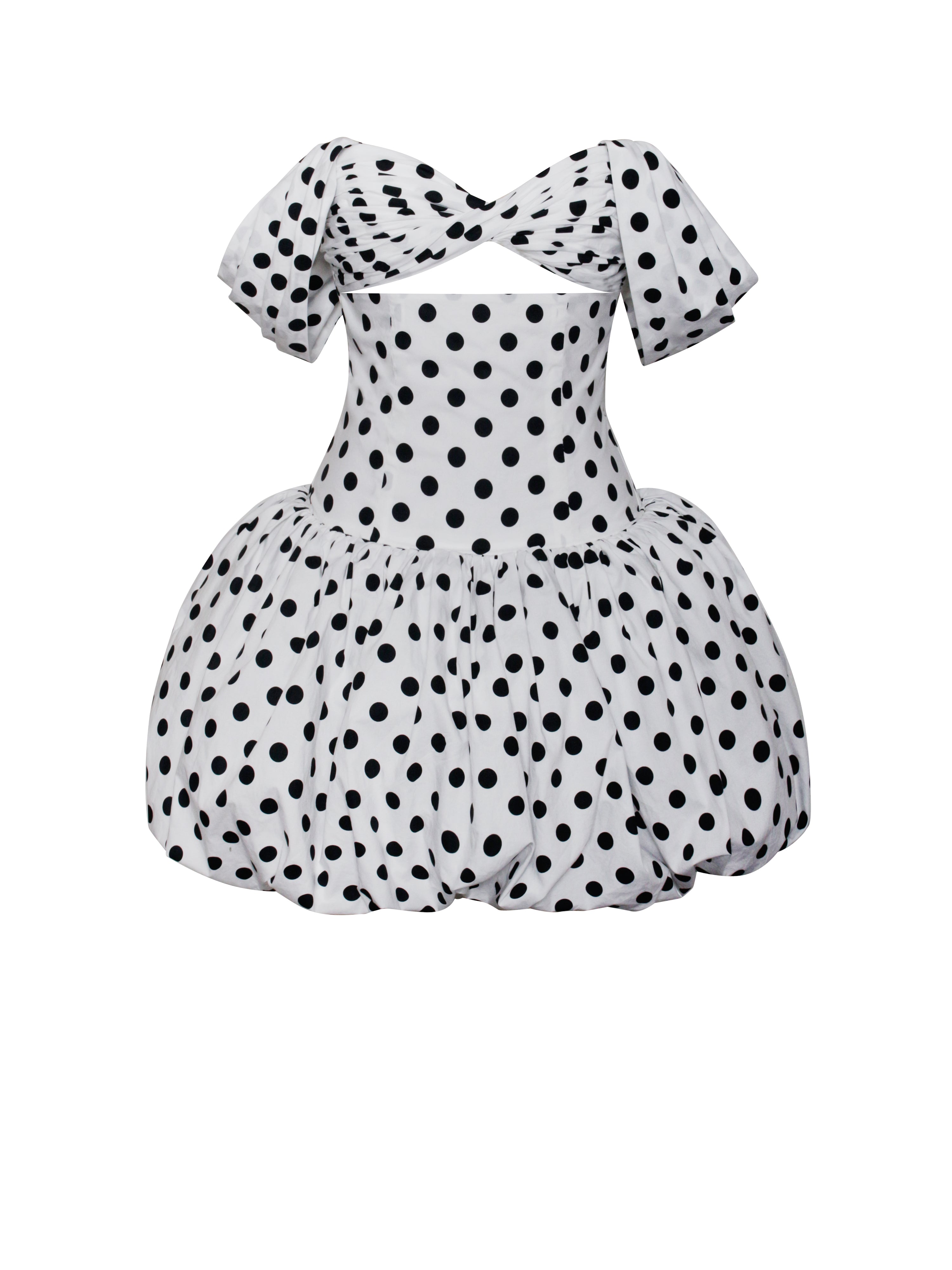 Umika Polka Dots Charming Bubble Hem Mini Dress Dresses