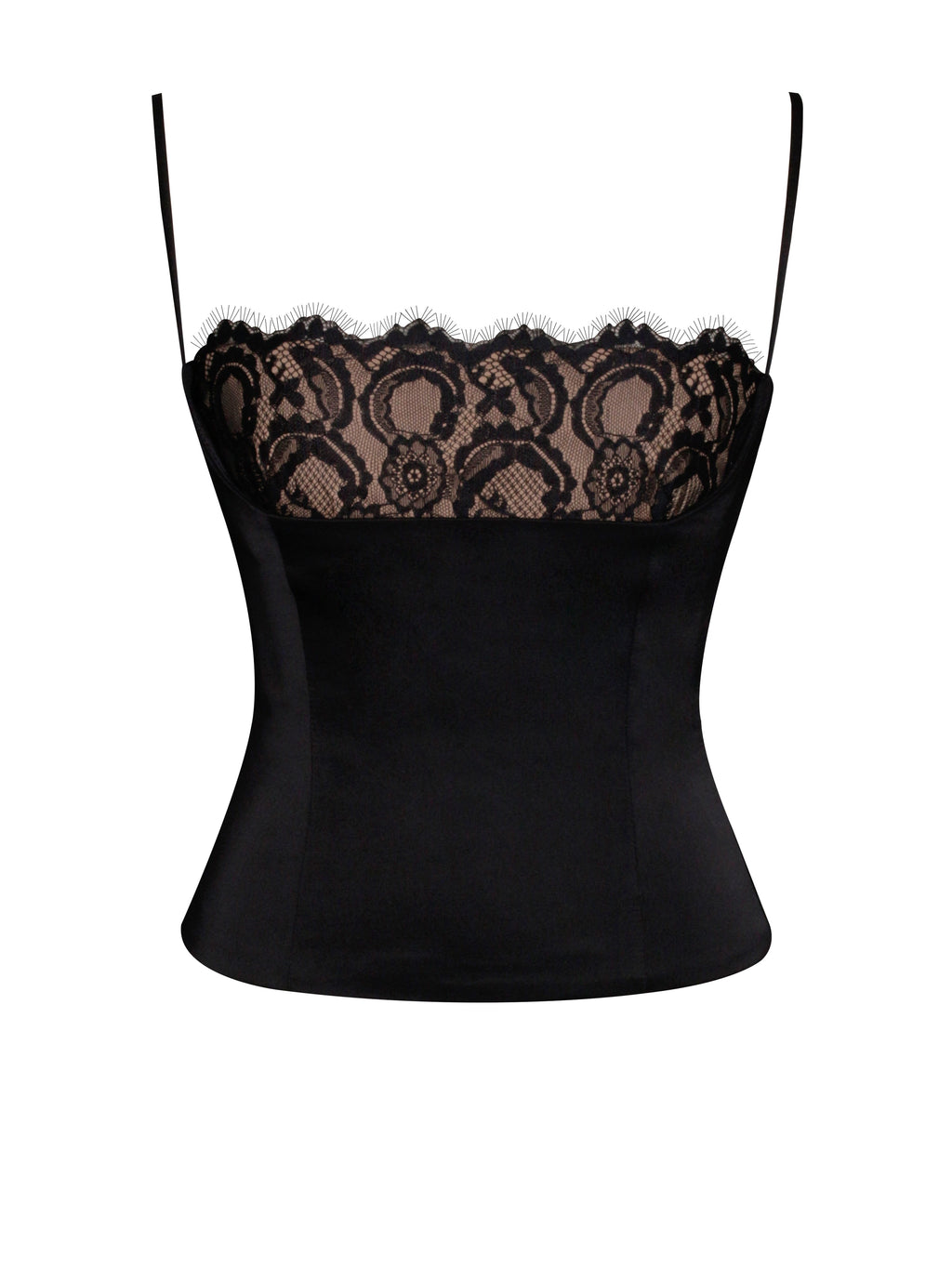 Padma Black Satin Charming Lace Bustier Corset Top XL / US 12 14 Tops