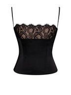 Padma Black Satin Charming Lace Bustier Corset Top XL / US 12 14 Tops
