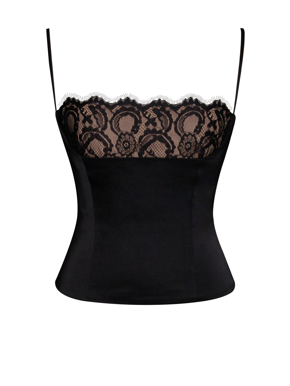 Padma Black Satin Charming Lace Bustier Corset Top XL / US 12 14 Tops