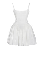 Kadi White Cotton Drop Graceful Waist Corset Mini Dress Dresses