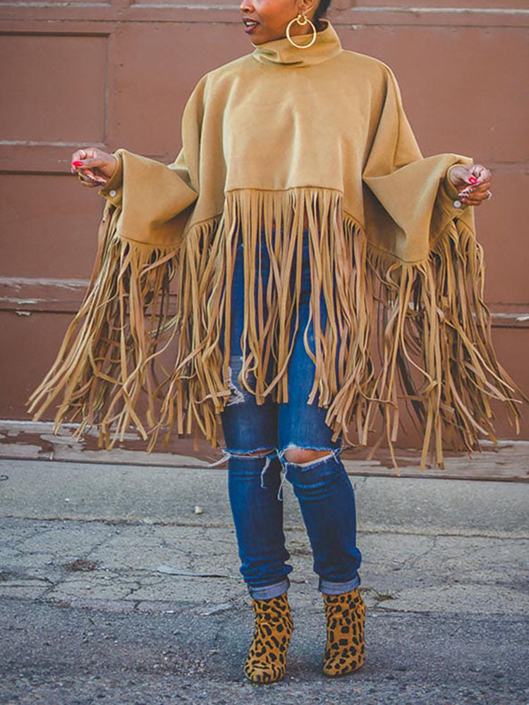 Solid Fringed Suede Top Secondary image