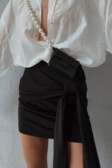 Elegant Satin Loose Mini Work Skirt