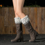 Leopard Print Feather Yarn Boot Cuffs