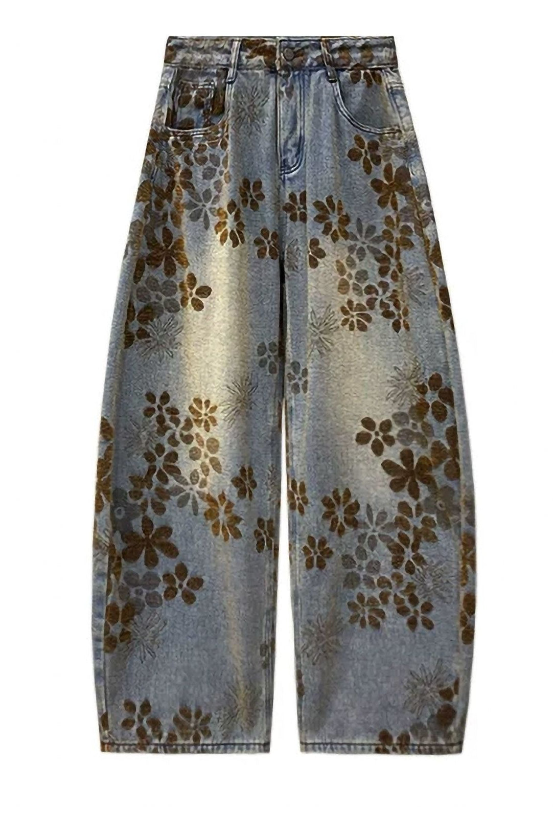 Vintage Jacquard High Rise Curved Jeans