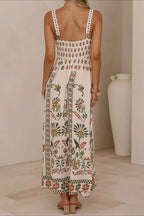 Linen Lace Trim Spaghetti Strap Boho Dress