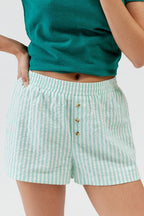 Striped Button Loose Fit Casual Shorts
