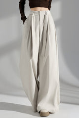 Wrinkle Resistant Denim Cotton Wide Leg Pants
