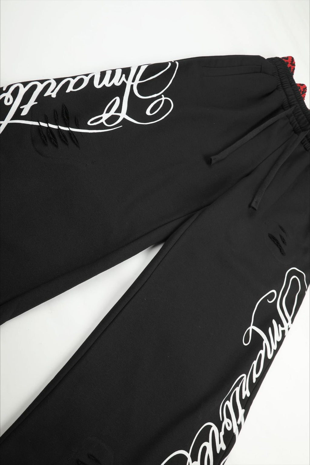 Leopard Waist Script Wide Leg Sweatpants