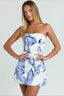 Floral Print Strapless Mini Cocktail Dress