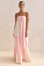 Strapless Printed Off Shoulder Maxi Boho Dress