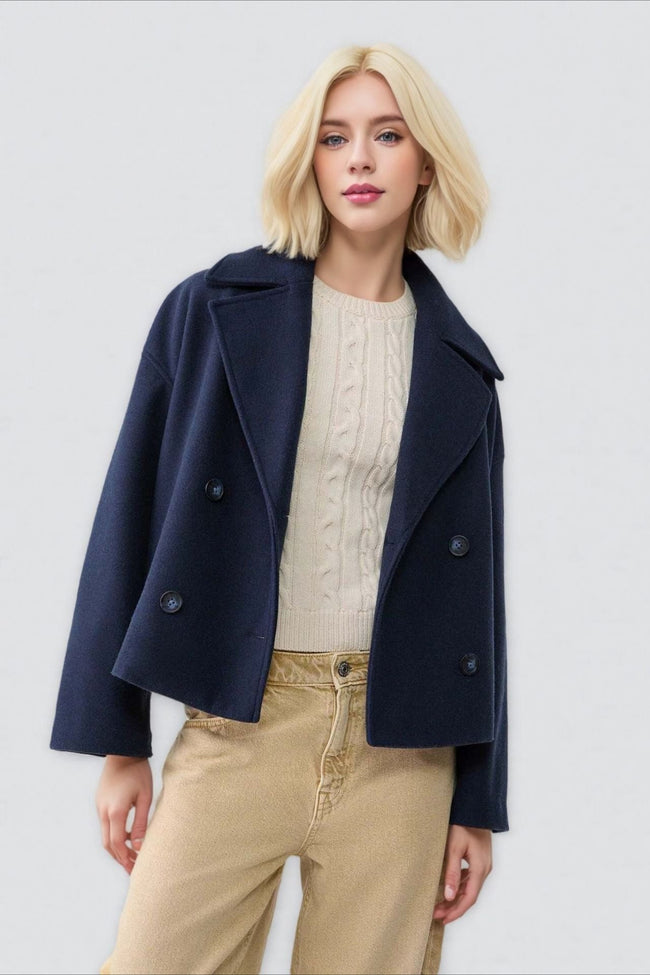 Oversized Lapel Wool Blend Jacket XS / Navy blue Main image