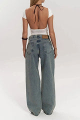 Y2K Mesh See Through Relaxed Straight Jeans