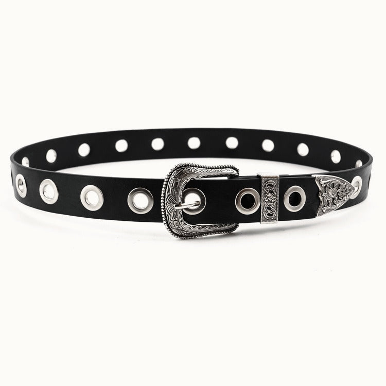 Vintage Engraved Buckle Wide Belt