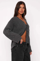 V Neck Tie Front Knit Cardigan Sweater