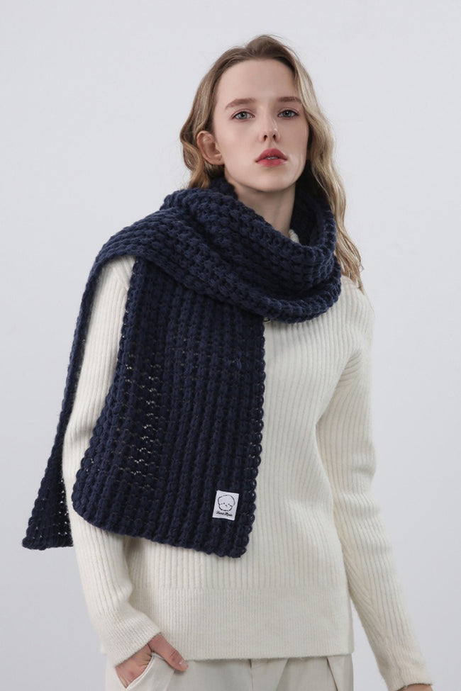 Soft Hand Knit Embroidered Logo Scarf Main image