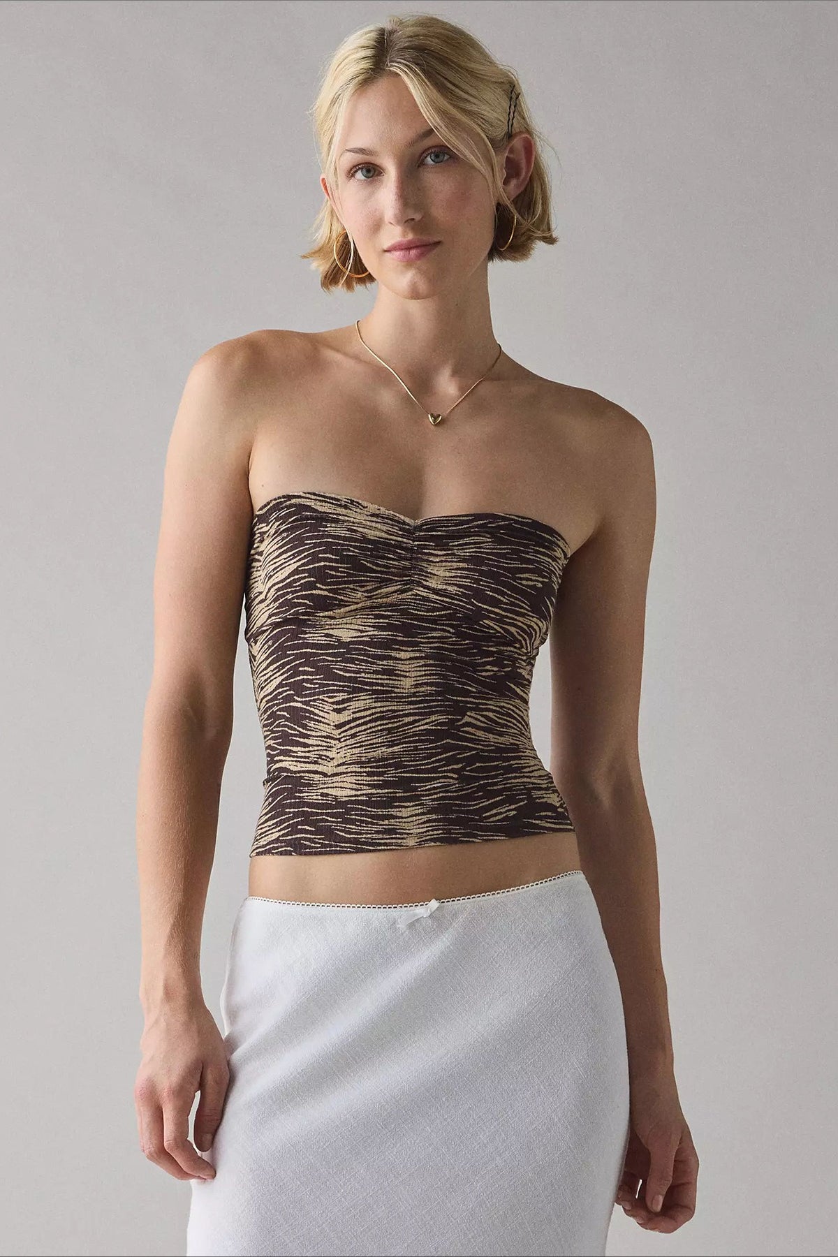 Snake Printed Strapless Tube Top Main image