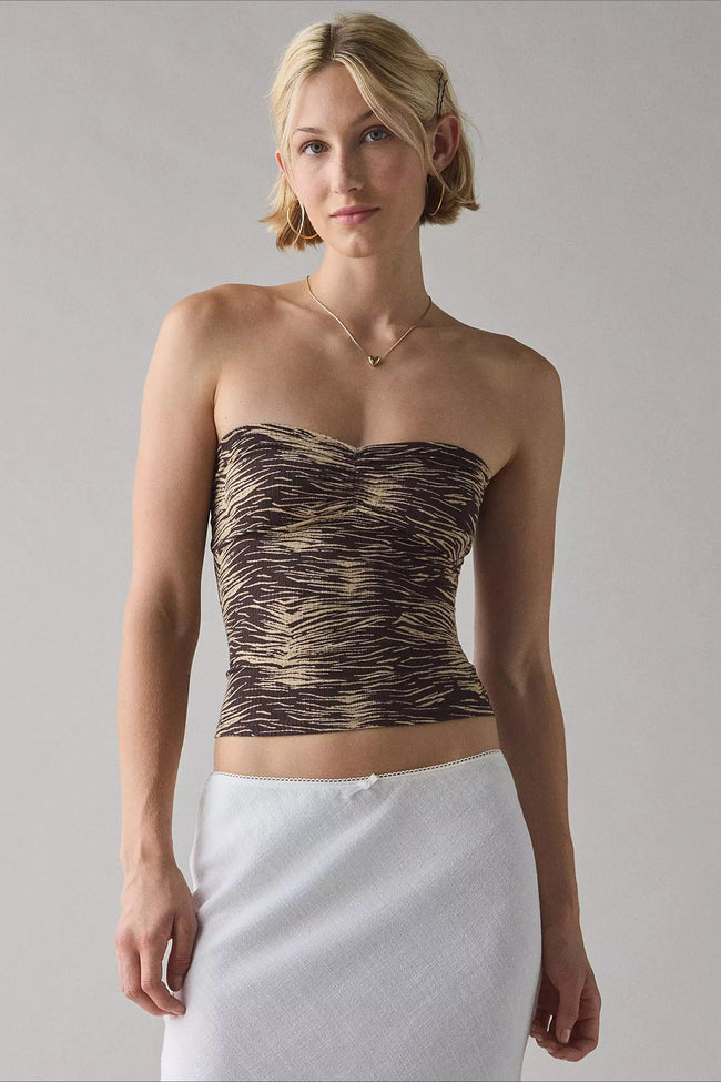 Snake Printed Strapless Tube Top Main image