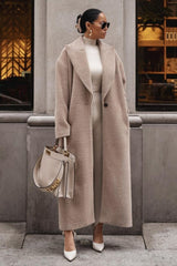 Fleece Lapel Long Sleeve Cozy Overcoat