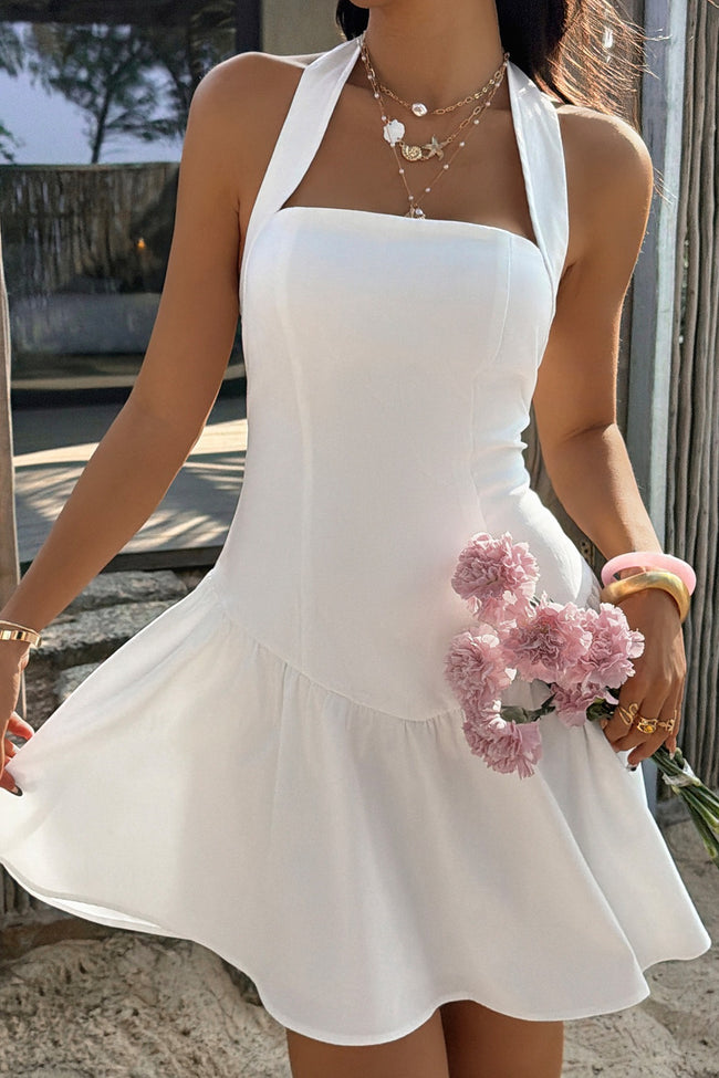 Halter Waist Cinching Ruffled Mini Dress Main image