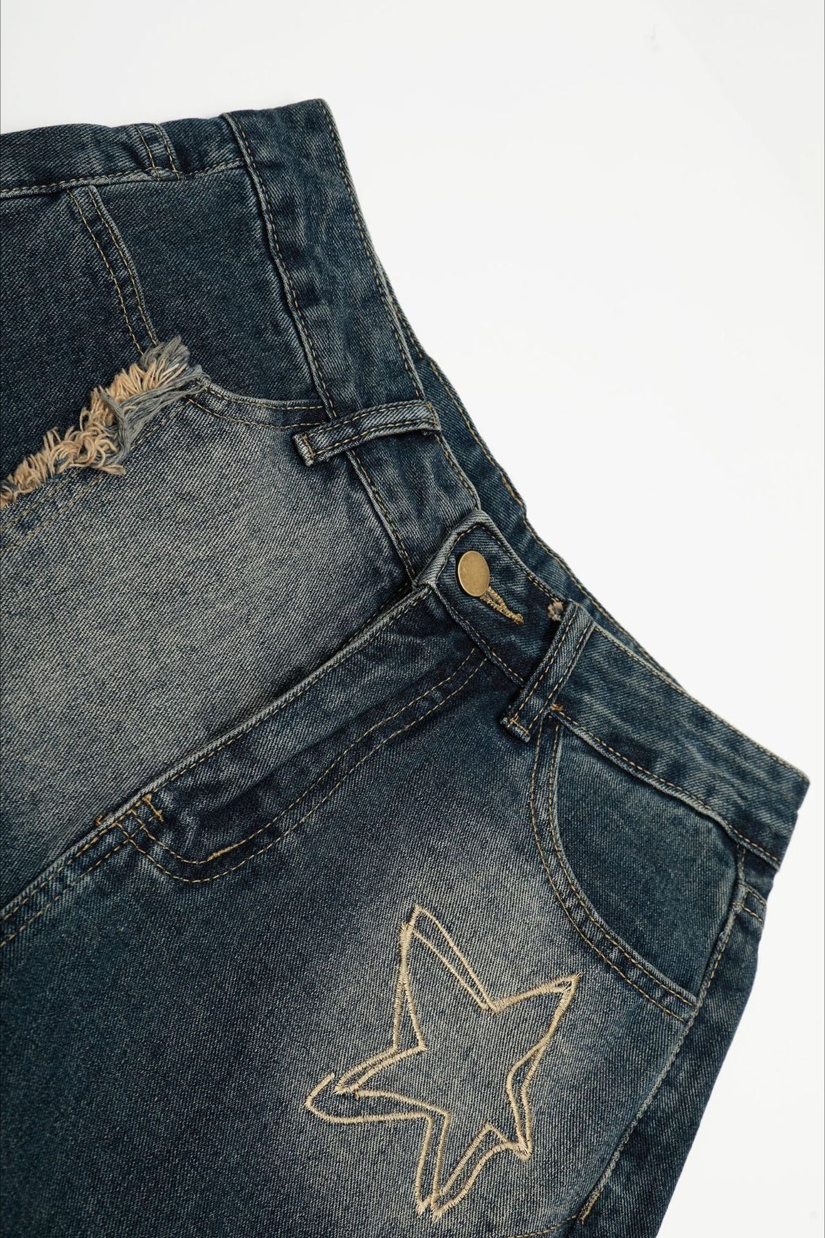 Celestial Line Embroidered Wide Leg Jeans