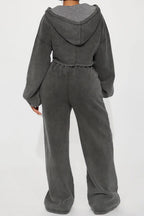 Cropped Zip Sweatshirt Two Piece Set