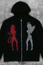 Devil Angel Graphic Zip-Up Hoodie