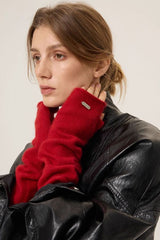 Long Raccoon Fur Knit Fingerless Gloves