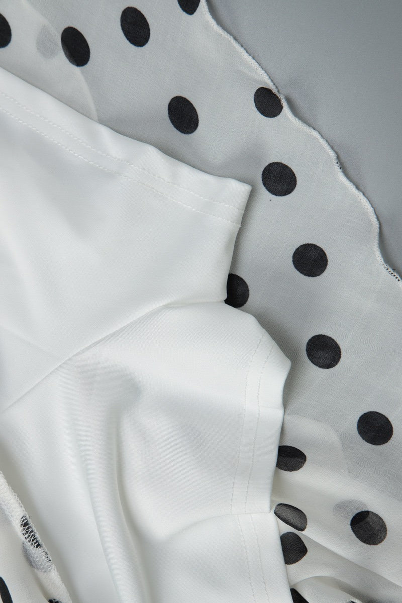 White Polka Dot Halter Backless A Line Mini Dress