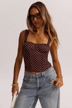 Chic Polka Dot Bustier Sleeveless Tank Top