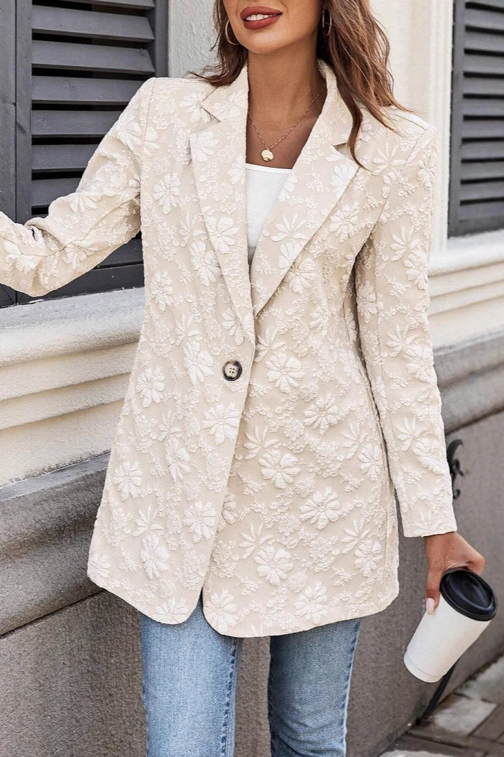 Jacquard Slim Fit Single-Button Blazer Secondary image