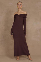 Elegant Off Shoulder Knit Sweater Dress