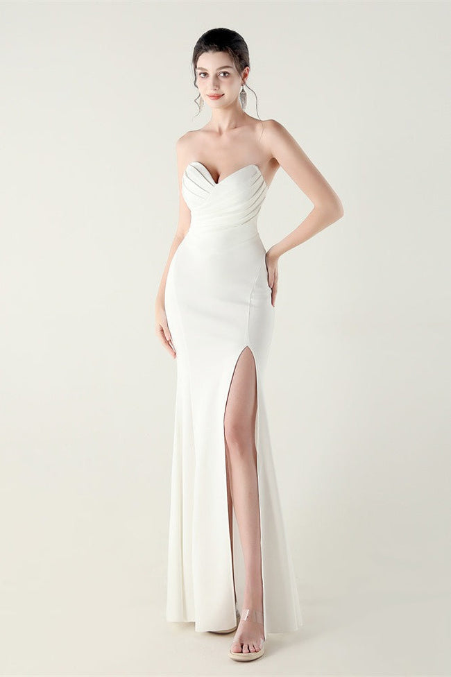 Strapless Sweetheart Pleated Party Dress White / S Main image