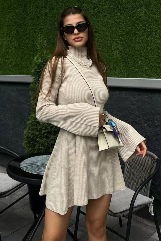 Long Sleeve A-Line Sweater Dress S / White Main image