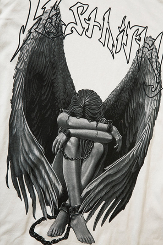 Angel Wings Typography Graphic Oversized Sweatshirt