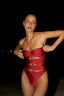 Red Sexy Ruched One Piece Swimwear