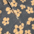 Floral Sherpa Quarter Zip Pullover Sweatshirt