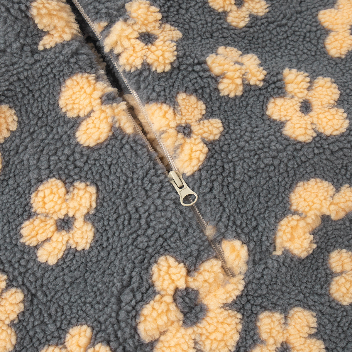 Floral Sherpa Quarter Zip Pullover Sweatshirt
