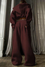 Minimal Cropped Zip Sweatshirt Two Piece Set