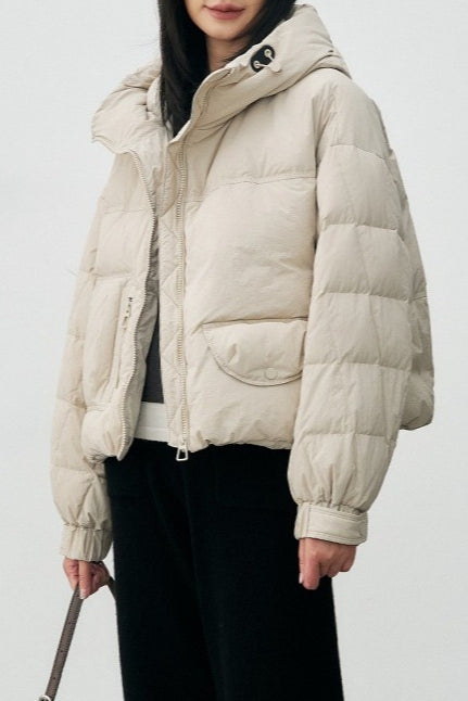 Cropped Relaxed Fit Puffer Jacket S / White Main image