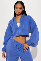 Cropped Zip Sweatshirt Two Piece Set