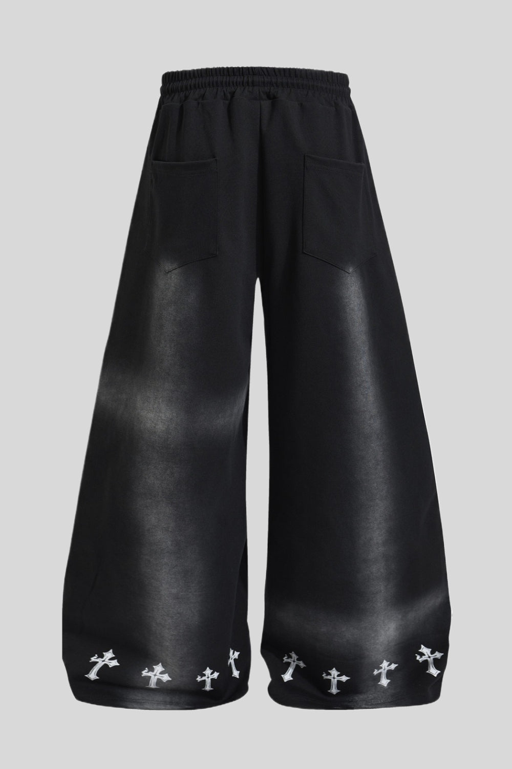 Washed Gothic Cross Wide Leg Sweatpants